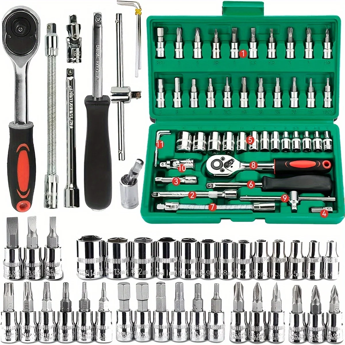46-delige aandrijfdopset 1/4 i - Cnc Bits recensie en prijs
